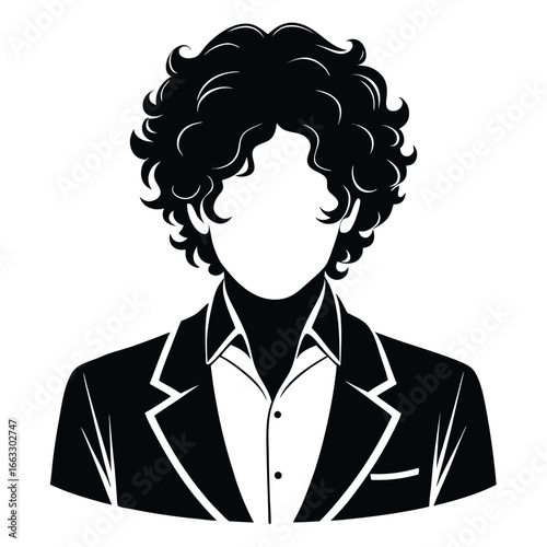 Man face front view silhouette vector icon on white background. Man vector logo silhouette. black man.