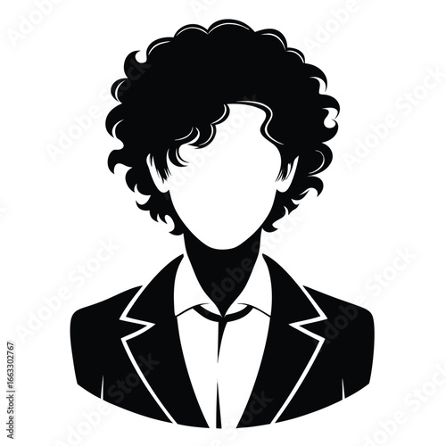 Man face front view silhouette vector icon on white background. Man vector logo silhouette. black man.