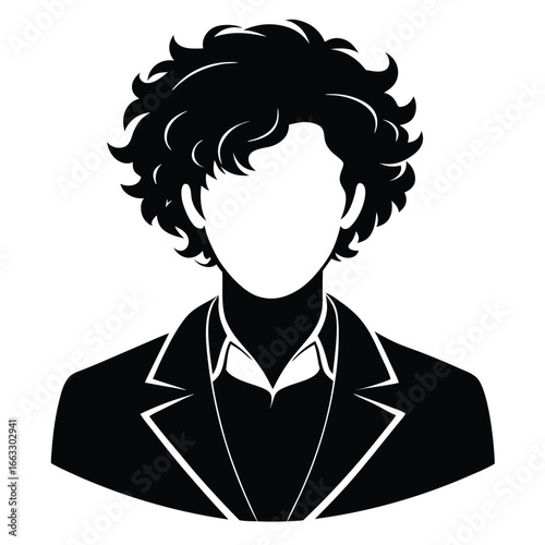 Man face front view silhouette vector icon on white background. Man vector logo silhouette. black man.