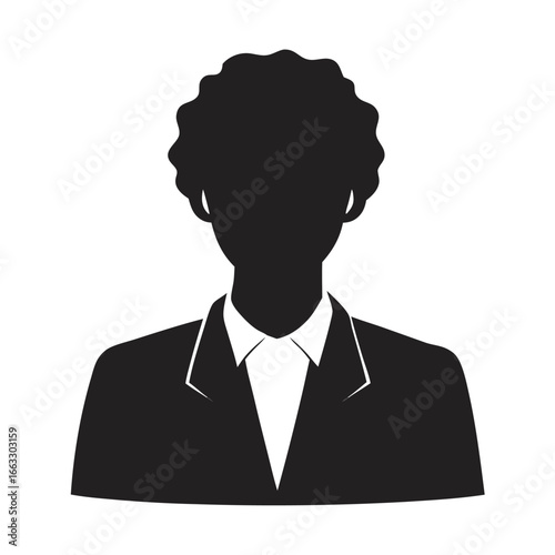 Man face front view silhouette vector icon on white background. Man vector logo silhouette. black man.