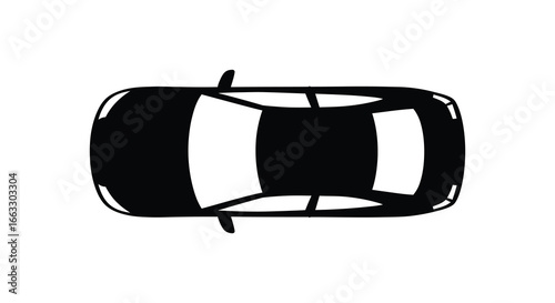 overhead view of a car from above in simple black silhouette style