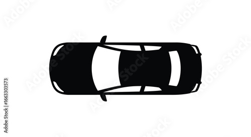 overhead view of a car from above in black and white color