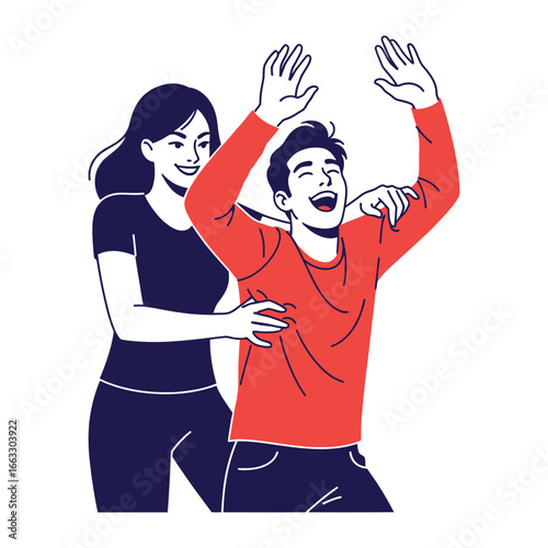 Joyful Duo: A moment of laughter and lightheartedness is captured as two individuals share a genuine connection, their bond illuminating the frame in a display of pure emotion.