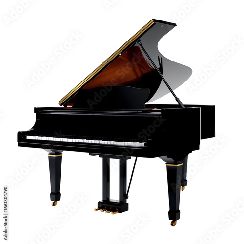 Photo of grand piano isolated on transparent background