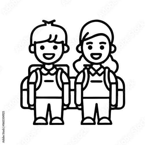 Schoolchildren with Backpacks Icon