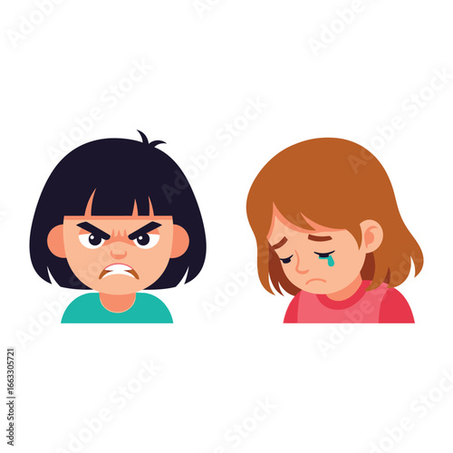 Emotional Spectrum: A poignant depiction of conflicting emotions, presenting an enraged individual juxtaposed with a tearful counterpart.