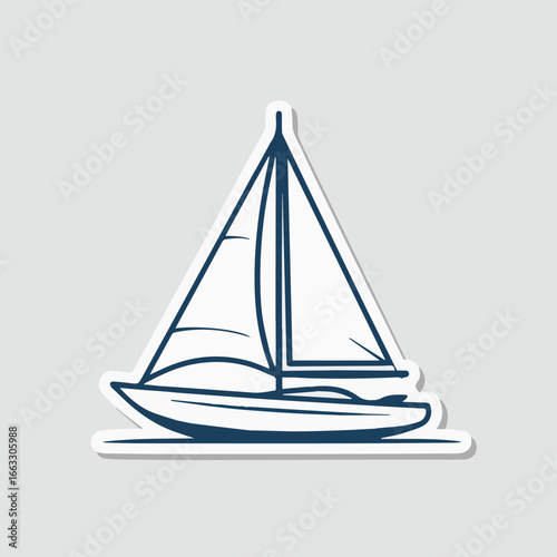 Sailboat sticker isolated on white background, a classic nautical vessel for sailing the ocean, perfect for travel and adventurethemed designs and maritime projects