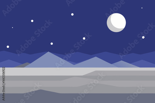 Vast tundra plain glowing with silver moonlight vector illustration scalable graphics