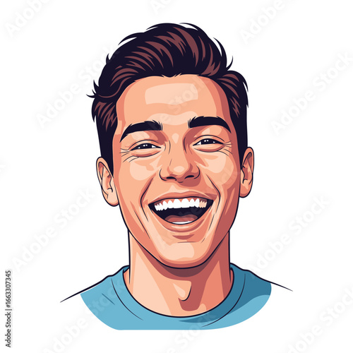 Radiant Smile of Joy: A captivating illustration of a man's genuine happiness and carefree spirit, conveying a sense of positivity and warmth.