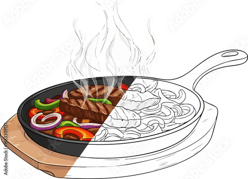 Sizzling Flavors A Fajita Skillet Sketch