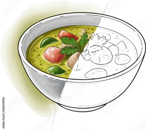 The Aromatic Heat A Green Curry Sketch