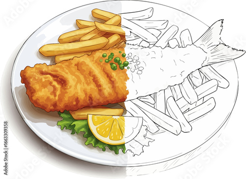 The British Classic A Fish and Chips Sketch