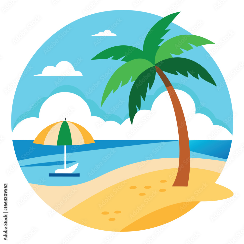 Fototapeta premium Beach Vector Illustration ? Cartoon, Clipart and Line Art Design.eps