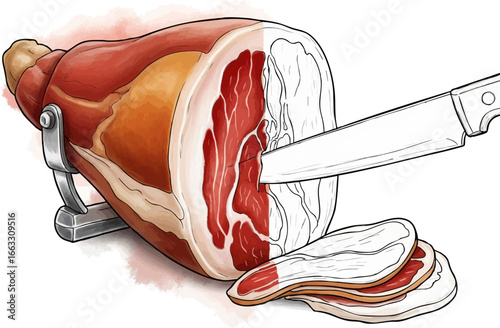 The Delicate Slice A Prosciutto Sketch