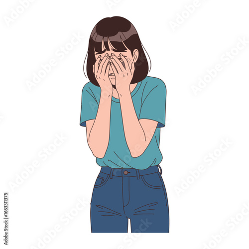 A Moment of Emotional Distress: A depiction of a woman, expressing vulnerability through a moment of despair and distress. The poignant illustration captures a state of emotional vulnerability
