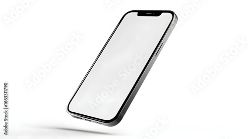 Modern smartphone mockup with blank screen on white background
