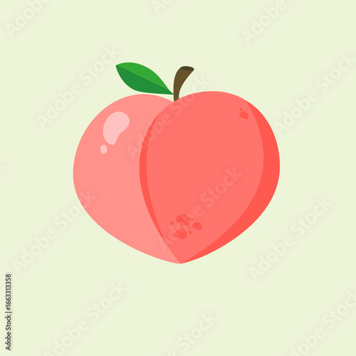 Cute peach cartoon. Fruit illustration. Can be used for sticker and wallpaper