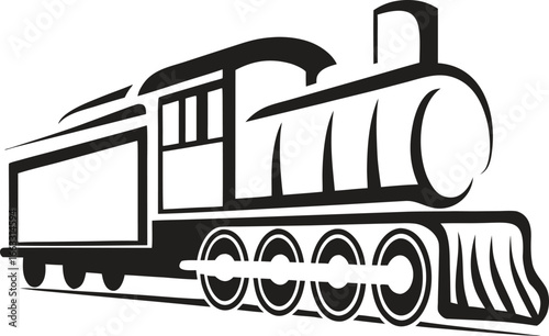 Hand drawn locomotive train icon vector illustration, doodle style outline of railway engine symbol, minimal sketch design isolated on white background for transport, travel and vintage rail concepts
