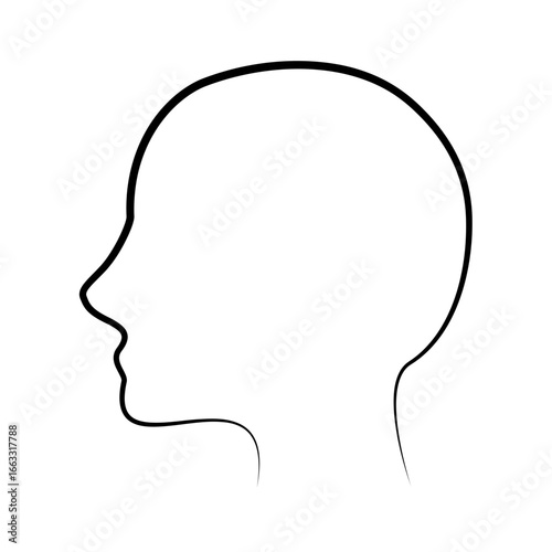 Human side head outline portrait. Simple sketch line style vector design isolated illustration.