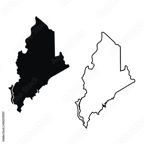 Outline map of a unique geographical shape. Wisconsin state map outline filled and empty isolated.