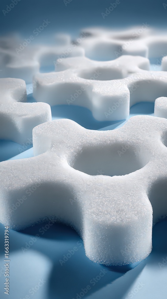 Obraz premium Close Up White Foam Gear Relief Pattern