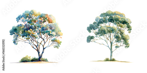 gum tree watercolor vector illustration