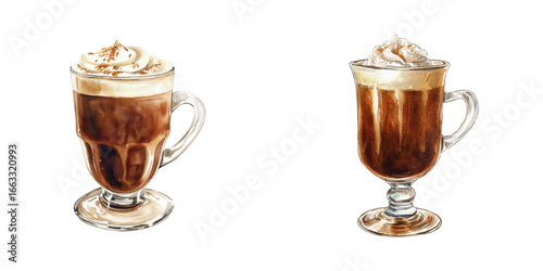 irish coffee watercolor vector illustration