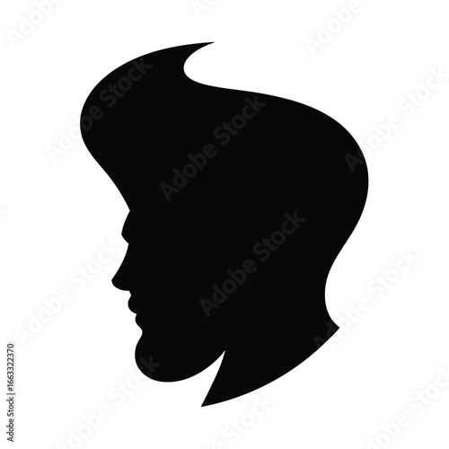 Man face side view silhouette vector icon on white background. Man vector logo silhouette. black man. 