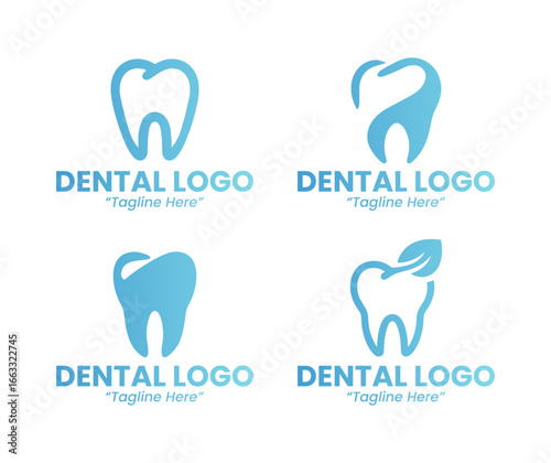 4 Dental Logo Set Modern Minimalist Tooth Medical Clinic Design