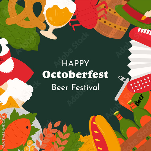 Oktoberfest seamless pattern Vector illustration flyer, banner, poster and background design.