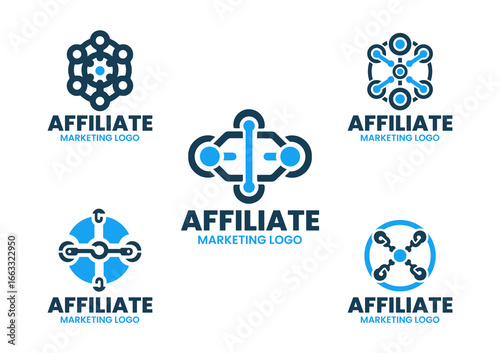 5 Affiliate Marketing Logo Set Modern Minimalist Business Network Design