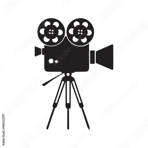 Vintage Movie Camera Illustration A Classic Symbol of Filmmaking Standing on a Tripod Ready to Capture Timeless Moments