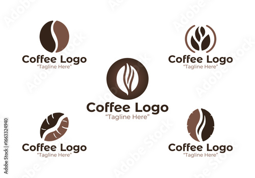 5 Coffee Logo Set Modern Minimalist Beverage Brand Design