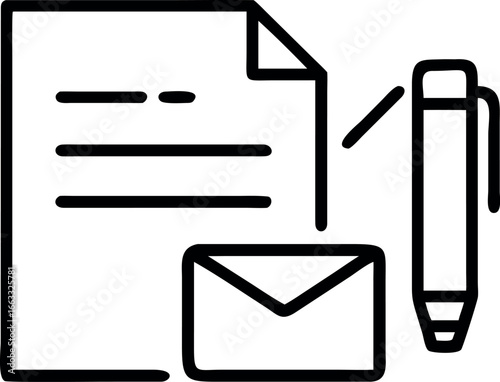 Vector business icon vector art of document with pen and envelope