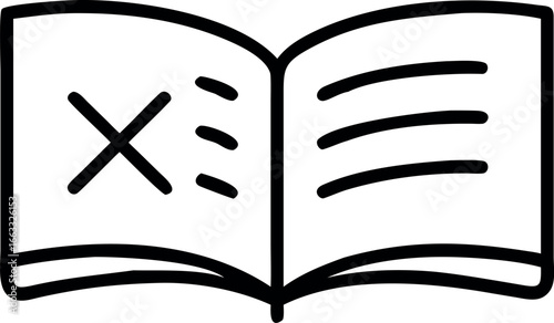 Vector business icon vector art of open book with text and a cross mark