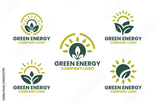 5 Energy Company Logo Set Modern Eco Brand Design