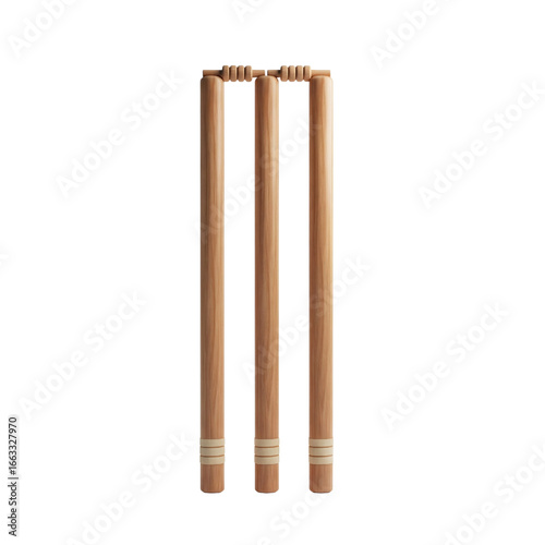 Wooden cricket wicket with stumps and bails