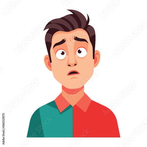 Overwhelmed: An illustration captures a portrait of a man with a furrowed brow, wide eyes, and an expression of utter shock. This piece is a powerful depiction of emotional stress and disbelief.