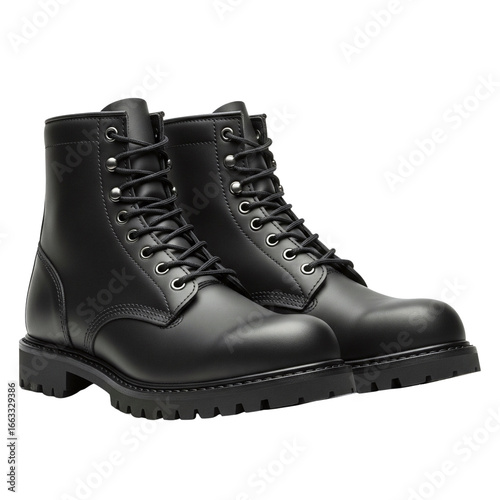Pair of black leather combat boots