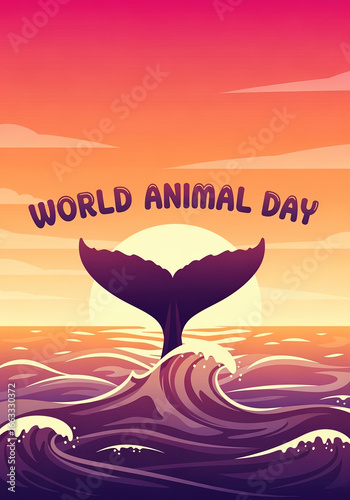 Wallpaper Mural Celebrating world animal day with a whale tail at sunset - ocean conservation theme Torontodigital.ca