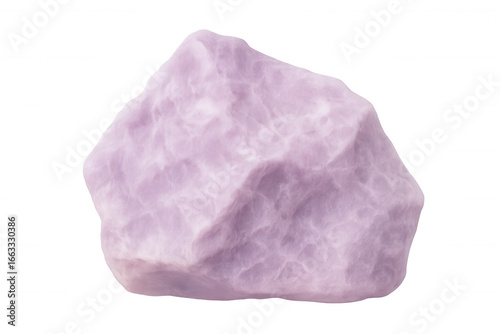 Spinning purple lepidolite mineral rock specimen, isolated on transparent background for seamless image editing