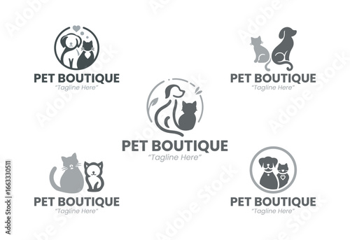 5 Pet Boutique Logo Set Modern Minimalist Fashion Brand Design