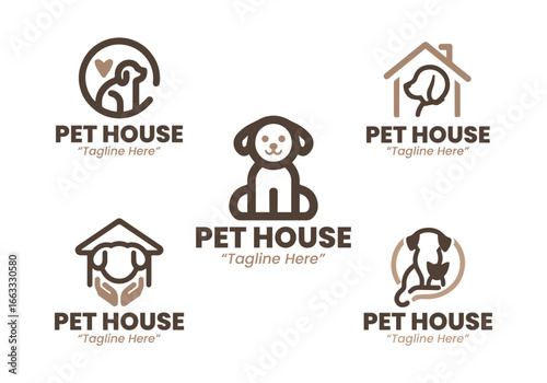 5 Pet House Logo Set Modern Animal Shelter Brand Design