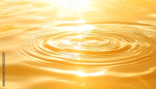 黄金に輝く水面の波紋と光の反射