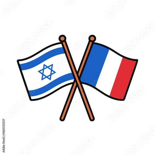 Israel and France cross flags vector on white background
Vector country flags intersecting