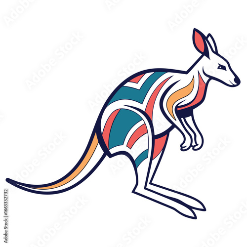A clean, unique icon of a wallaby in a hopping pose.