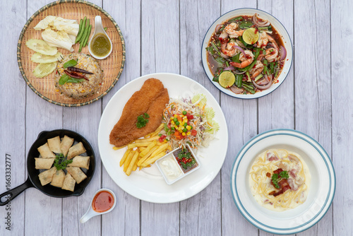 Wallpaper Mural homemade pork steck with vegetable in plate Torontodigital.ca