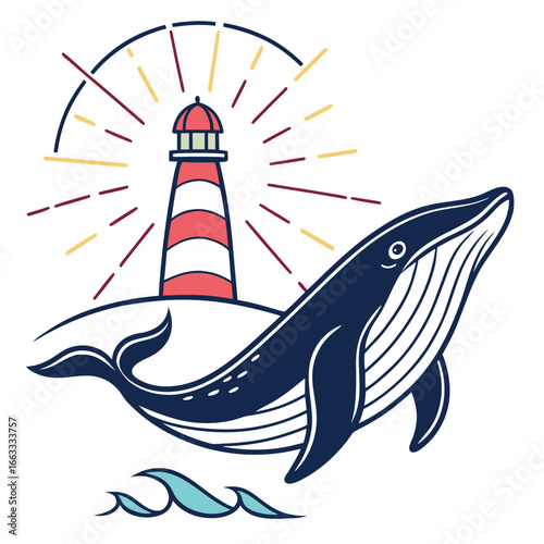 A unique glowing icon of a whale in the deep ocean.
