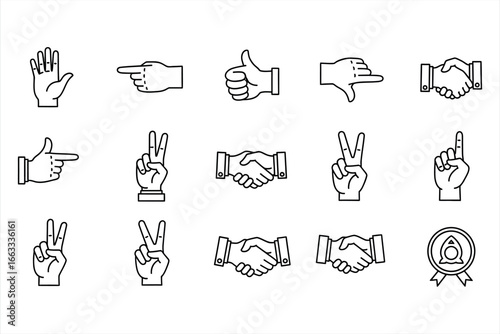 Hand Gesture Line Icons Collection