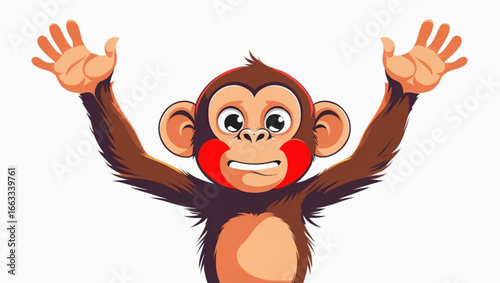 Scared cartoon monkey